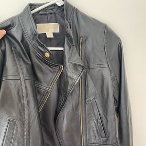 Michael Kors Leather Motto Jacket - Black